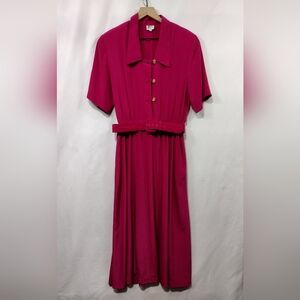 Vintage FTLTD Button-Up Dress Women's 12 Pink Barbiecore Beach Vacation Casual